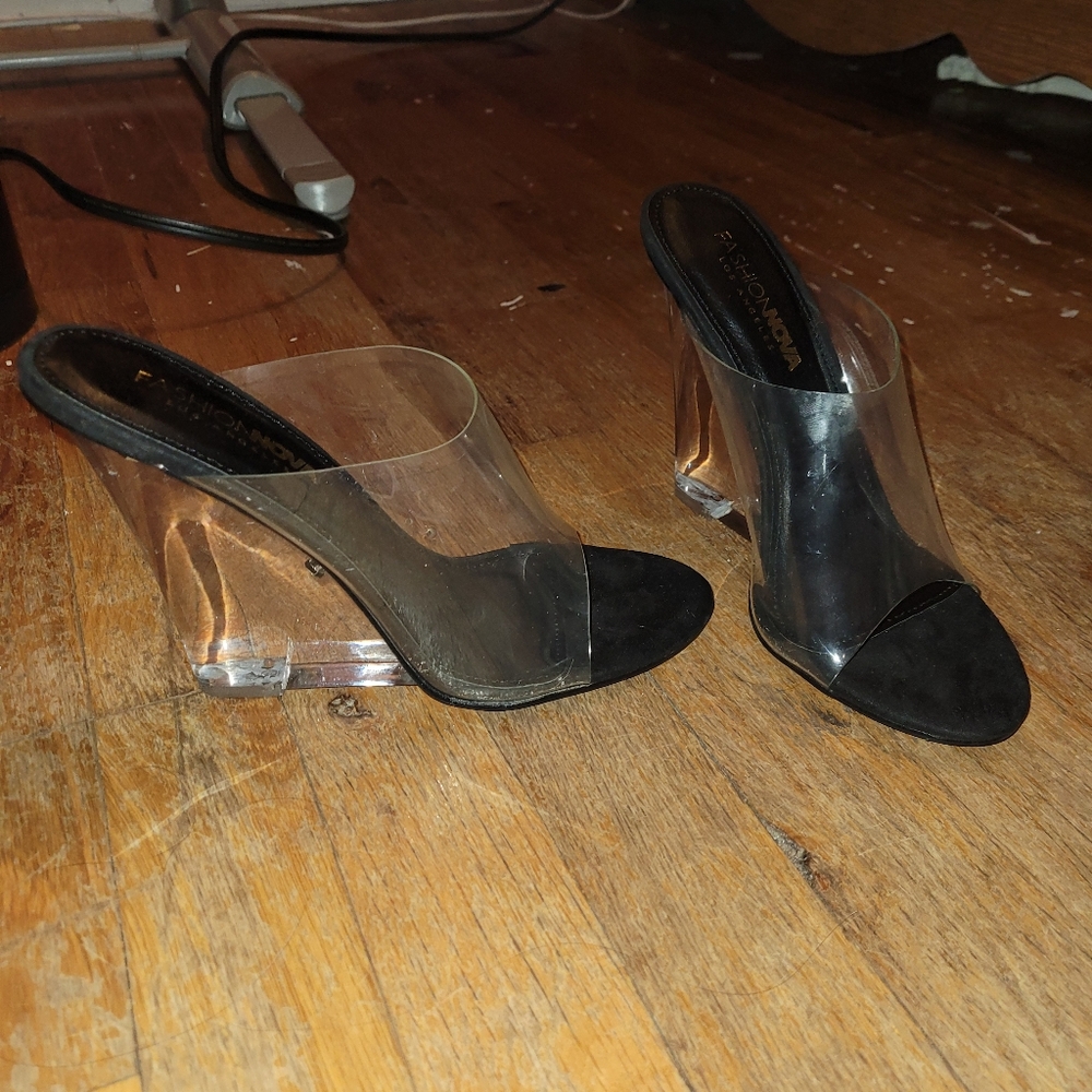 Clear wedge heels